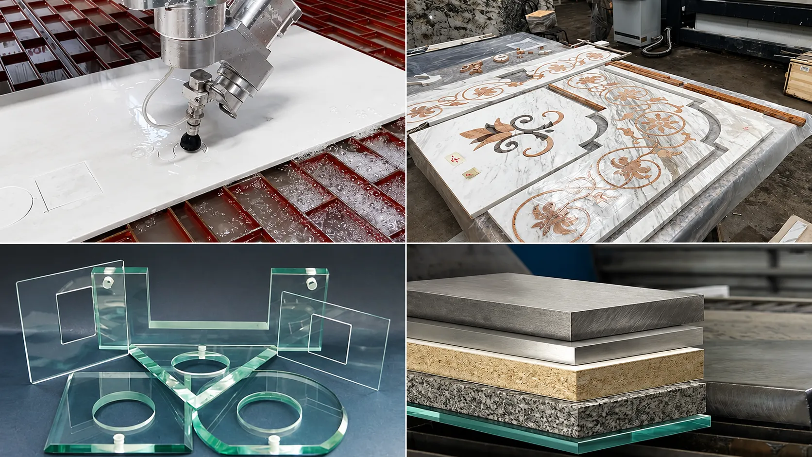 CNC waterjet cutting machine for glass cutting