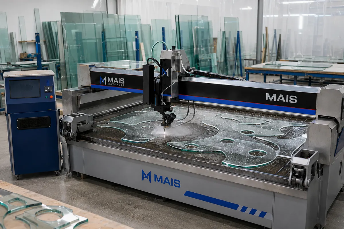 glass shape cutting waterjet project
